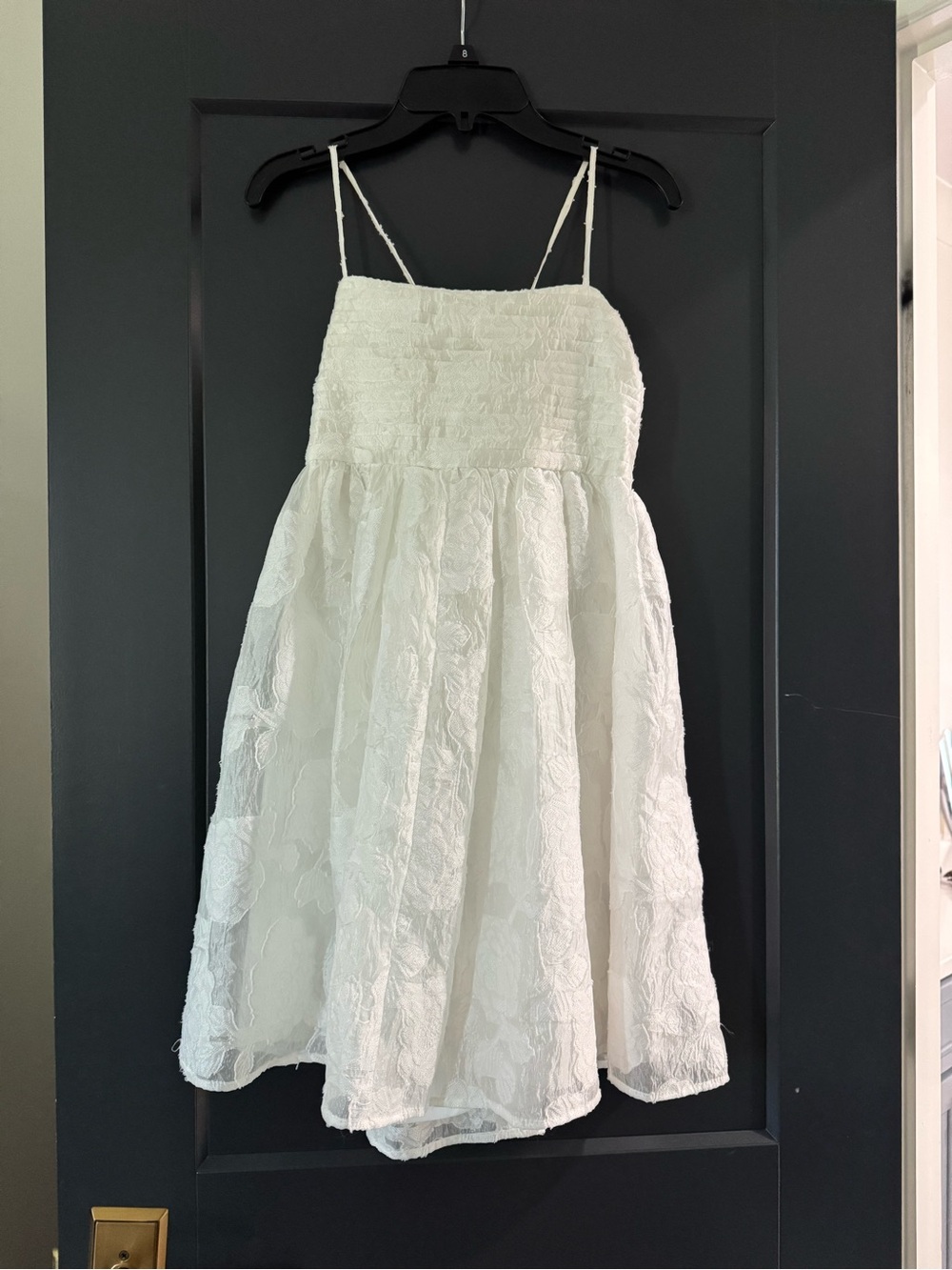 Girls White Lace Spaghetti-Strap Party Dress